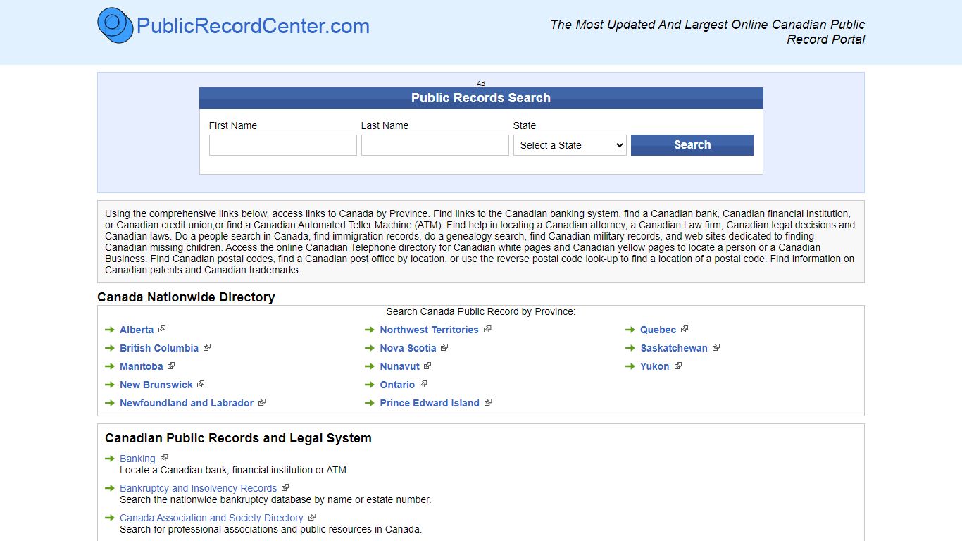 Free Canada Public Record, From The Largest And Most ...