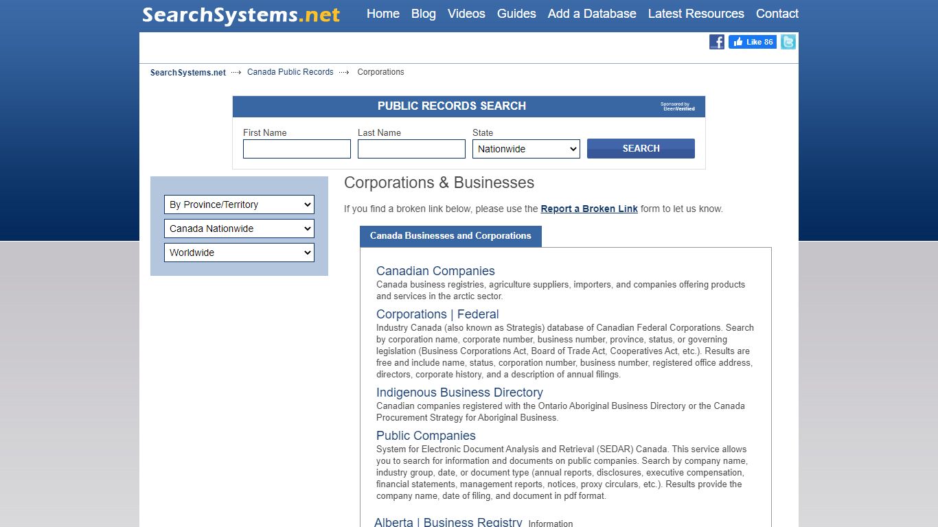Canada Businesses and Corporations - Free Public Records